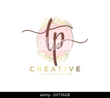 TP feminine logo. Usable for Nature, Salon, Spa, Cosmetic and Beauty Logos. Flat Vector Logo Design Template Element. Stock Vector