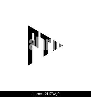 PT Monogram logo letter with triangle play button shape style on isolated background. Triangle monogram logo, triangle play logo letter. Stock Vector