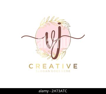 VJ feminine logo. Usable for Nature, Salon, Spa, Cosmetic and Beauty Logos. Flat Vector Logo Design Template Element. Stock Vector