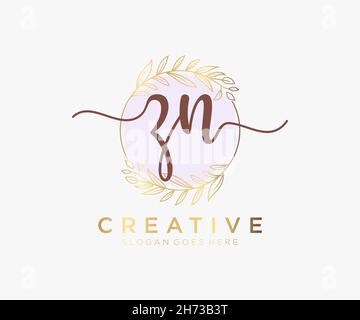 ZN feminine logo. Usable for Nature, Salon, Spa, Cosmetic and Beauty Logos. Flat Vector Logo Design Template Element. Stock Vector