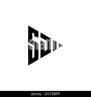 SD Monogram logo letter with triangle play button shape style on isolated background. Triangle monogram logo, triangle play logo letter. Stock Vector