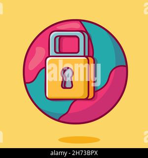 world lockdown concept symbol isolated cartoon vector illustration in flat style Stock Vector