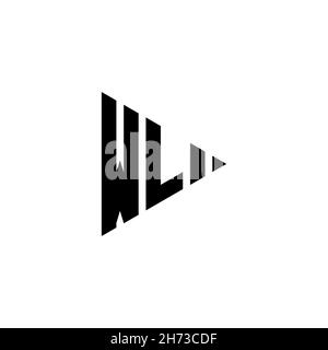WL Monogram logo letter with triangle play button shape style on isolated background. Triangle monogram logo, triangle play logo letter. Stock Vector