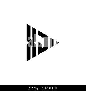 XJ Monogram logo letter with triangle play button shape style on isolated background. Triangle monogram logo, triangle play logo letter. Stock Vector