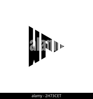 WP Monogram logo letter with triangle play button shape style on isolated background. Triangle monogram logo, triangle play logo letter. Stock Vector