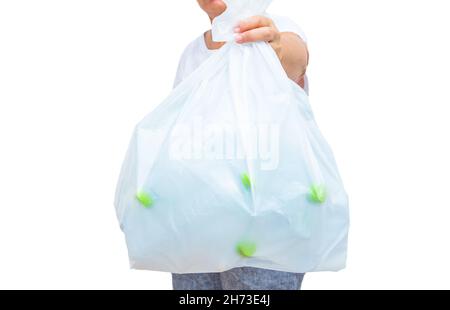 Green Garbage Bag with Concept the Color of Green Garbage Bags is  Biodegradable Compostable Waste Isolated on White Background Stock Image -  Image of concept, household: 112238071