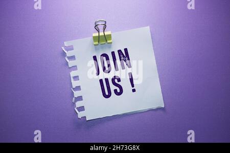 Words with join us Business Concept idea Stock Photo
