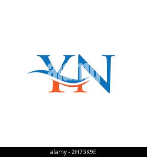 Initial YN letter linked logo vector template. Swoosh letter YN logo design. YN Logo design vector Stock Vector
