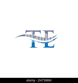 Swoosh Letter TE Logo Design for business and company identity. Water Wave TE Logo with modern trendy Stock Vector