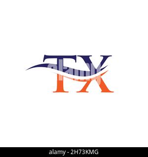 TX T X Letter Logo Design with Swoosh and Black Lines. Modern Creative ...