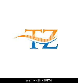 TZ T Z Letter Logo Design with Swoosh and Black Lines. Modern Creative ...