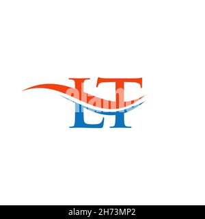 LT L T Letter Logo Design with Swoosh and Black Brush Stroke. Modern ...