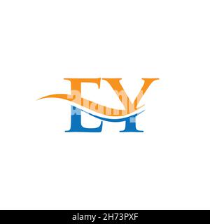 EY E Y Letter Logo Design with Swoosh and Black Brush Stroke. Modern ...