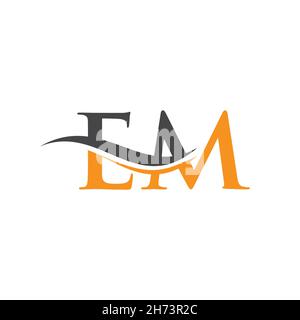 Initial EM letter linked logo vector template. Swoosh letter EM logo design. EM Logo design vector Stock Vector