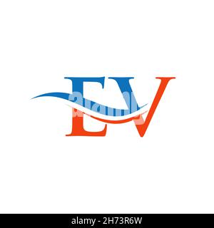 EV E V Letter Logo Design with Swoosh and Black Lines. Modern Creative ...