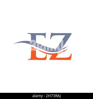 EZ E Z Letter Logo Design with Swoosh and Black Lines. Modern Creative ...