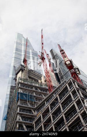 LONDON, UK - JULY 23, 2021:  Office Tower at 8 Bishopsgate under construction Stock Photo