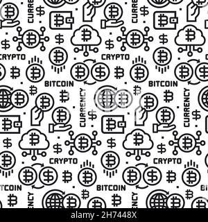 Illustration of the Blockchain And Crypto Currency Bitcoin Seamless Pattern Stock Vector