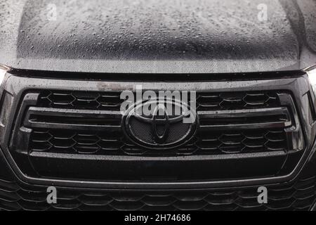 black radiator grille with Toyota logo  Stock Photo