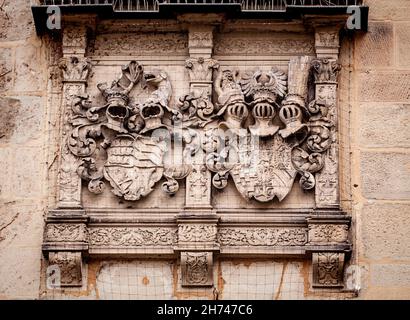 Stuttgart,  Germany - Count Eberhard I, Duke of Wuerttemberg coat-of-arms on the wall of the Old Castle Stock Photo