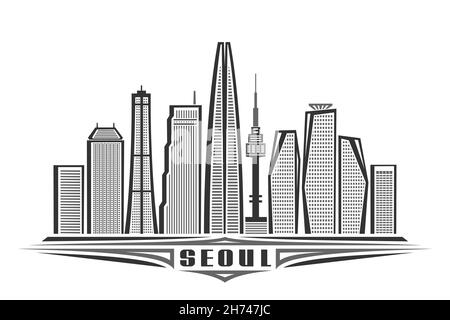 Vector Seoul Seamless Pattern, square repeating background with  illustration of famous asian seoul city scape on dark background for wrapping  paper, d Stock Vector Image & Art - Alamy