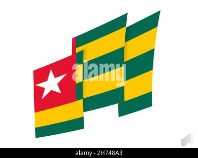 Togo flag in an abstract ripped design. Modern design of the Togo flag. Vector icon. Stock Vector