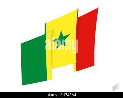 Senegal flag in an abstract ripped design. Modern design of the Senegal flag. Vector icon. Stock Vector