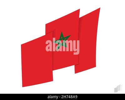 Morocco flag in an abstract ripped design. Modern design of the Morocco flag. Vector icon. Stock Vector