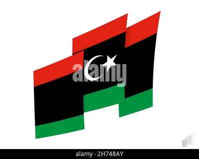 Libya flag in an abstract ripped design. Modern design of the Libya flag. Vector icon. Stock Vector