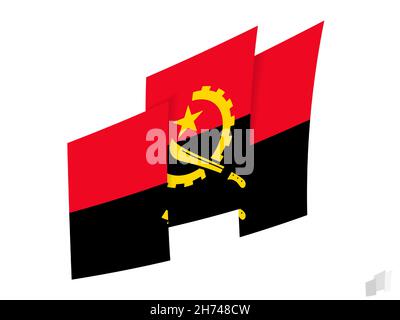 Angola flag in an abstract ripped design. Modern design of the Angola flag. Vector icon. Stock Vector