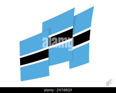 Botswana flag in an abstract ripped design. Modern design of the Botswana flag. Vector icon. Stock Vector