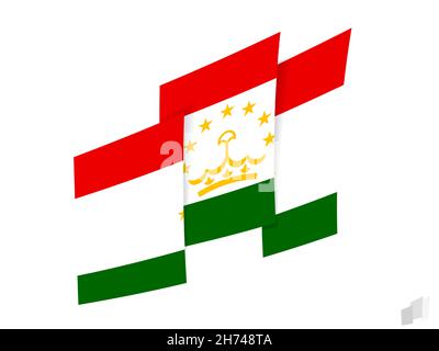 Tajikistan flag in an abstract ripped design. Modern design of the Tajikistan flag. Vector icon. Stock Vector