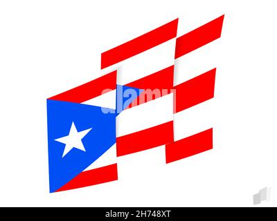 Puerto Rico flag in an abstract ripped design. Modern design of the Puerto Rico flag. Vector icon. Stock Vector