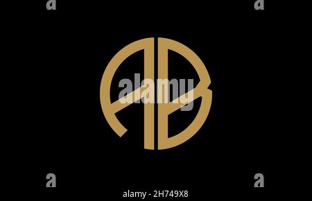 Alphabet AB or BA illustration monogram vector logo template in round shape Stock Vector