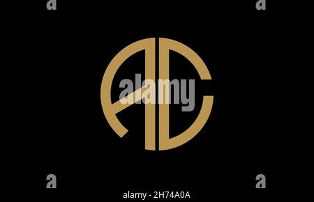 Alphabet AC or CA illustration monogram vector logo template in round shape Stock Vector