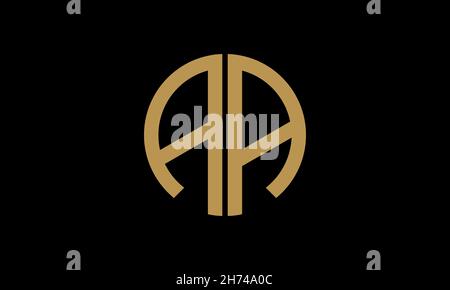 Alphabet AA monogram abstract emblem vector logo template in round shape Stock Vector