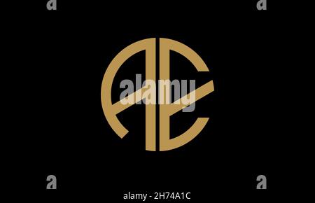 Alphabet AE or EA illustration monogram vector logo template in round shape Stock Vector