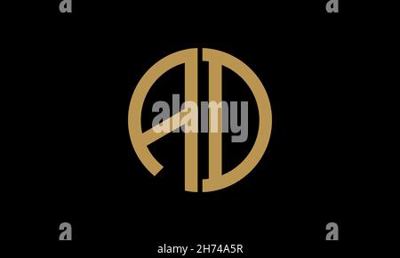 Alphabet AD or DA illustration monogram vector logo template in round shape Stock Vector