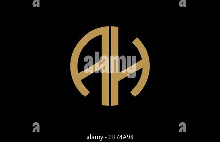 Alphabet AH or HA illustration monogram vector logo template in round shape Stock Vector