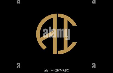 Alphabet AI or IA illustration monogram vector logo template in round shape Stock Vector