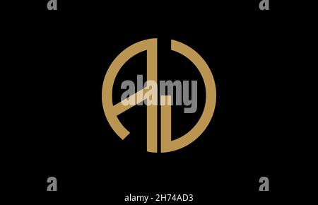Alphabet AJ or JA illustration monogram vector logo template in round shape Stock Vector