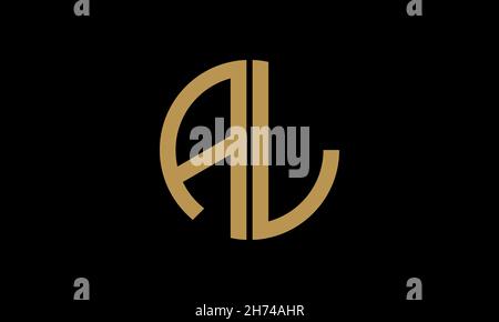 Alphabet AL or LA illustration monogram vector logo template in round shape Stock Vector