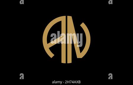 Alphabet AN or NA illustration monogram vector logo template in round shape Stock Vector