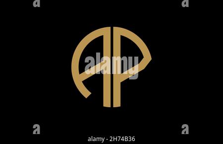 Alphabet AP or PA illustration monogram vector logo template in round shape Stock Vector