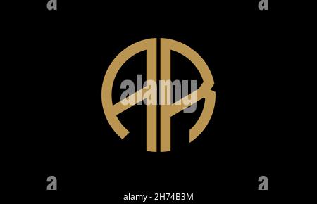 Alphabet AR or RA illustration monogram vector logo template in round shape Stock Vector