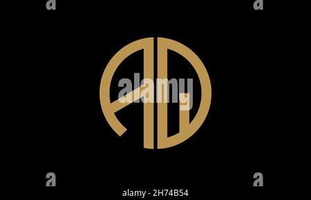 Alphabet AQ or QA illustration monogram vector logo template in round shape Stock Vector