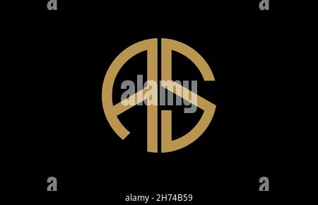 Alphabet AS or SA illustration monogram vector logo template in round shape Stock Vector