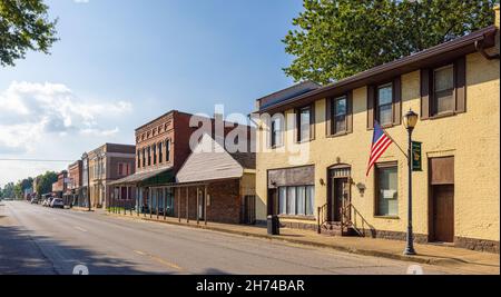 Golconda, Illinois, USA - August 24, 2021: The Old Business District on Main Street Stock Photo