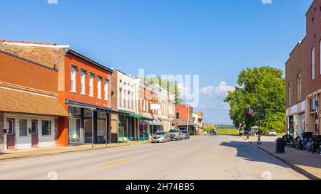 Golconda, Illinois, USA - August 24, 2021: The Old Business District on Main Street Stock Photo