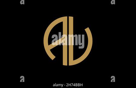 Alphabet AU or UA illustration monogram vector logo template in round shape Stock Vector